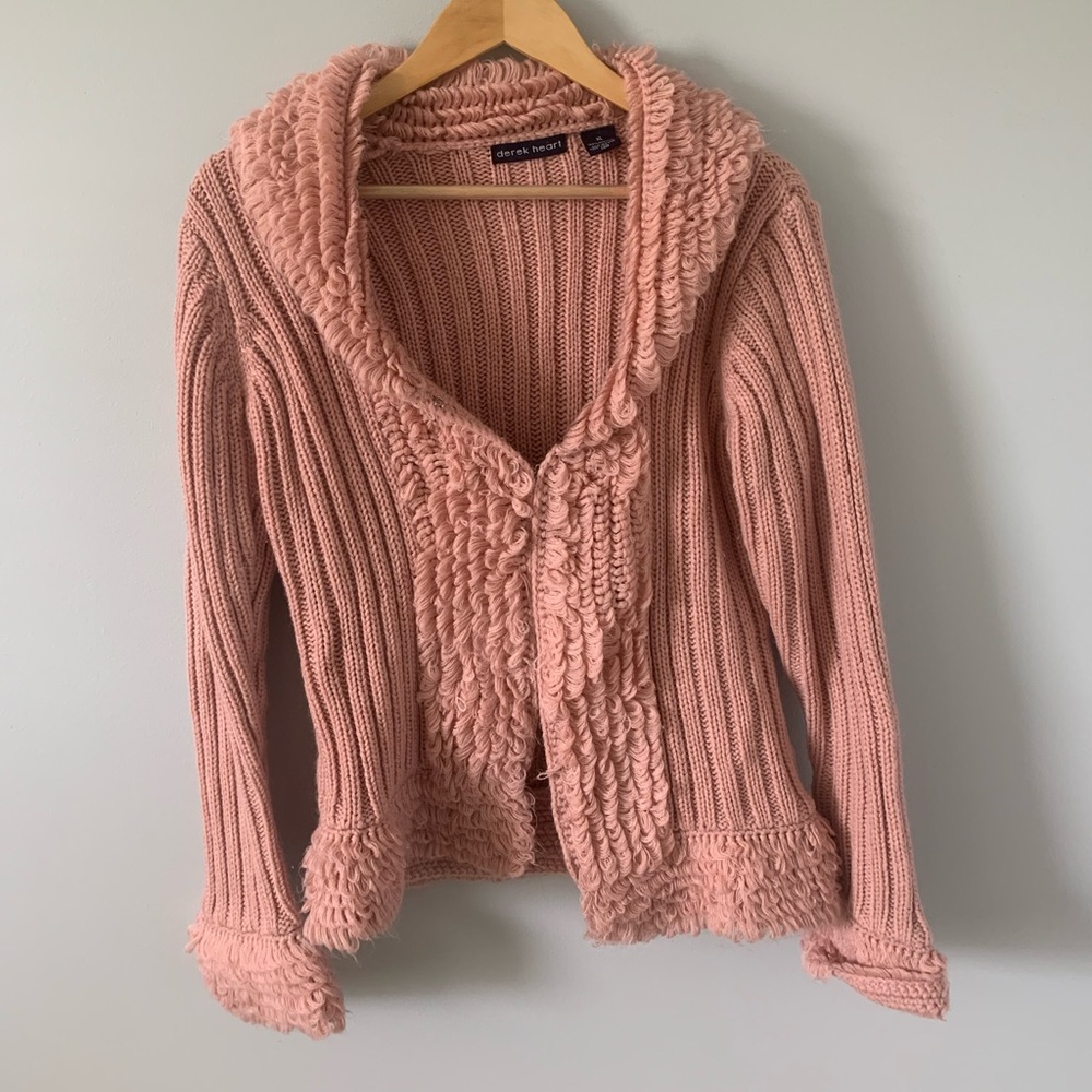 Derek Heart Pink Fluffy Knit Cardigan